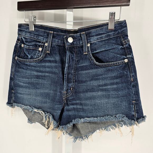 Edwin Cai Shorts Womens Sz 27 Blue Anthropologie Jean Shorts 4" Cutoff Denim - Picture 1 of 7